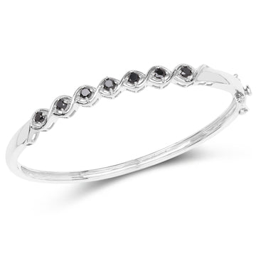 1.03 ct. Genuine Black Diamond .925 Sterling Silver Bangle